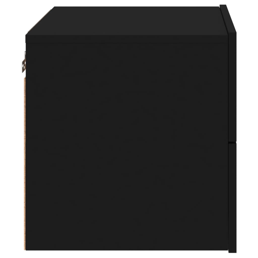 Tables de chevet murales avec lumières LED 2 pcs Noir