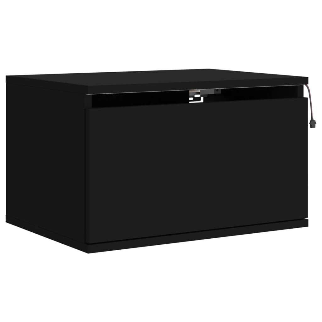 Wall bedside tables with LED lights 2 pcs. Black