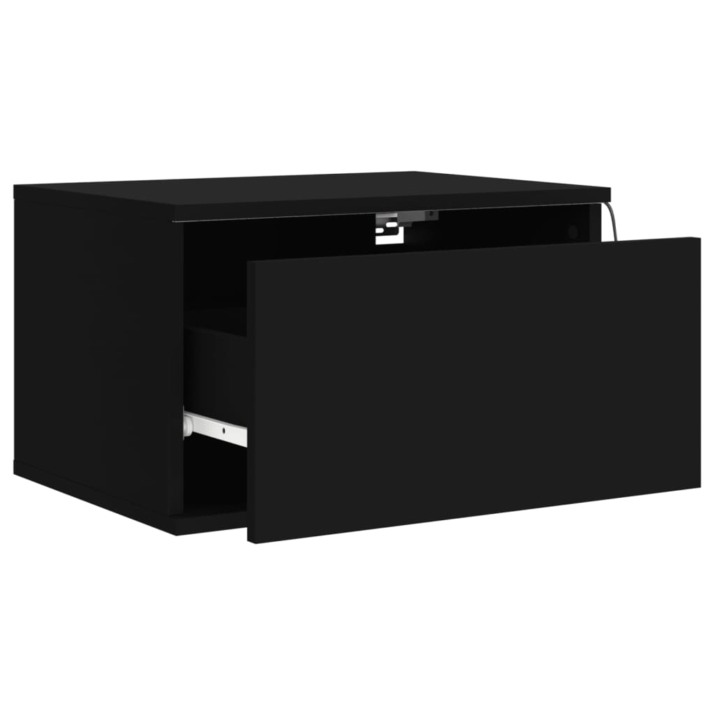 Wall bedside tables with LED lights 2 pcs. Black