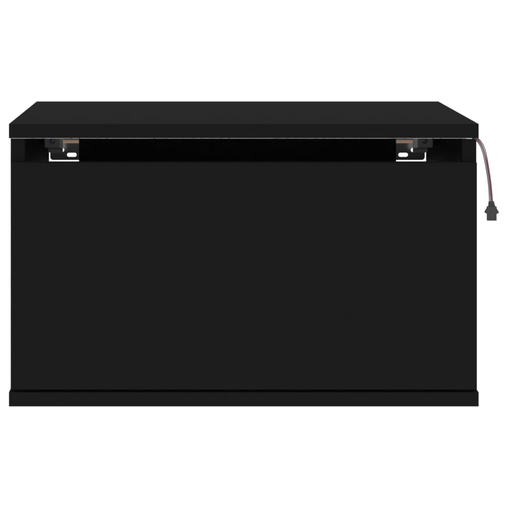Wall bedside tables with LED lights 2 pcs. Black