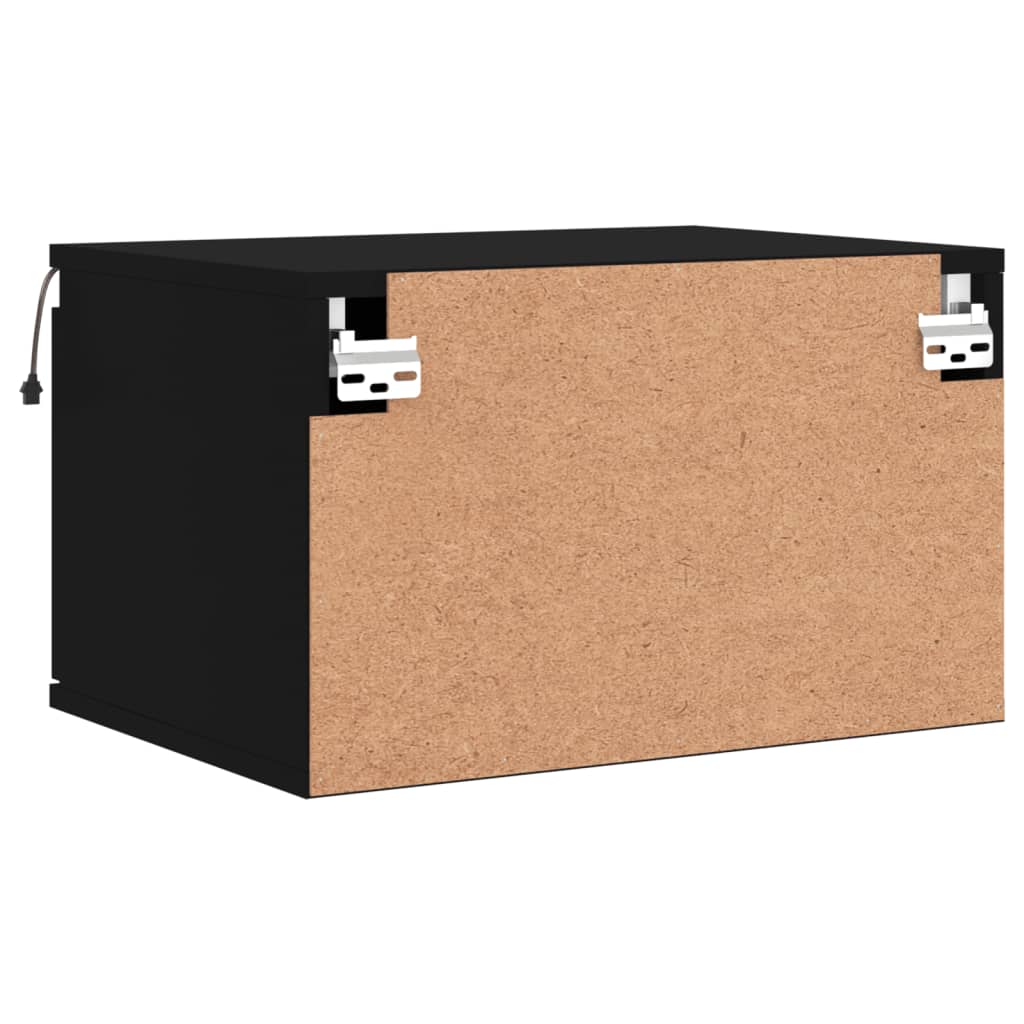 Wall bedside tables with LED lights 2 pcs. Black