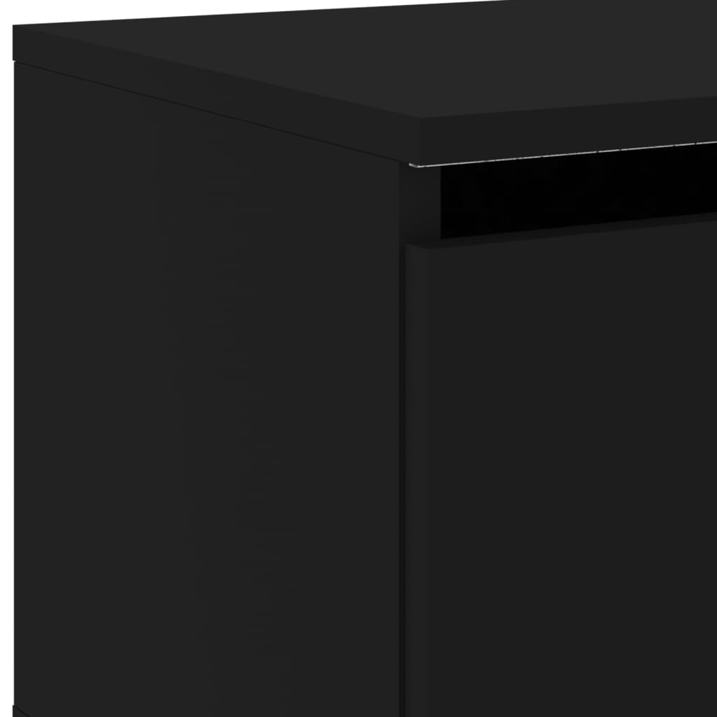 Wall bedside tables with LED lights 2 pcs. Black
