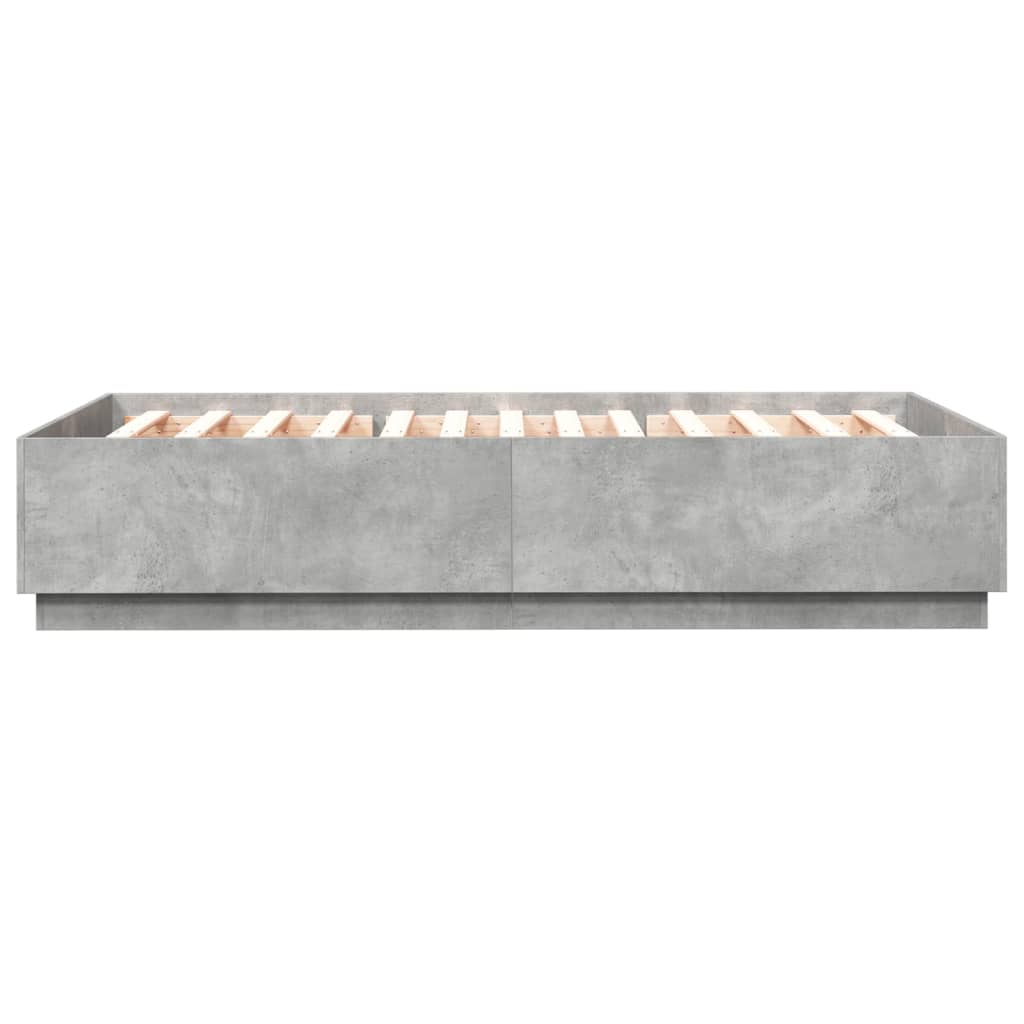 Bettgestell mit LED Betongrau 160x200 cm Holzwerkstoff