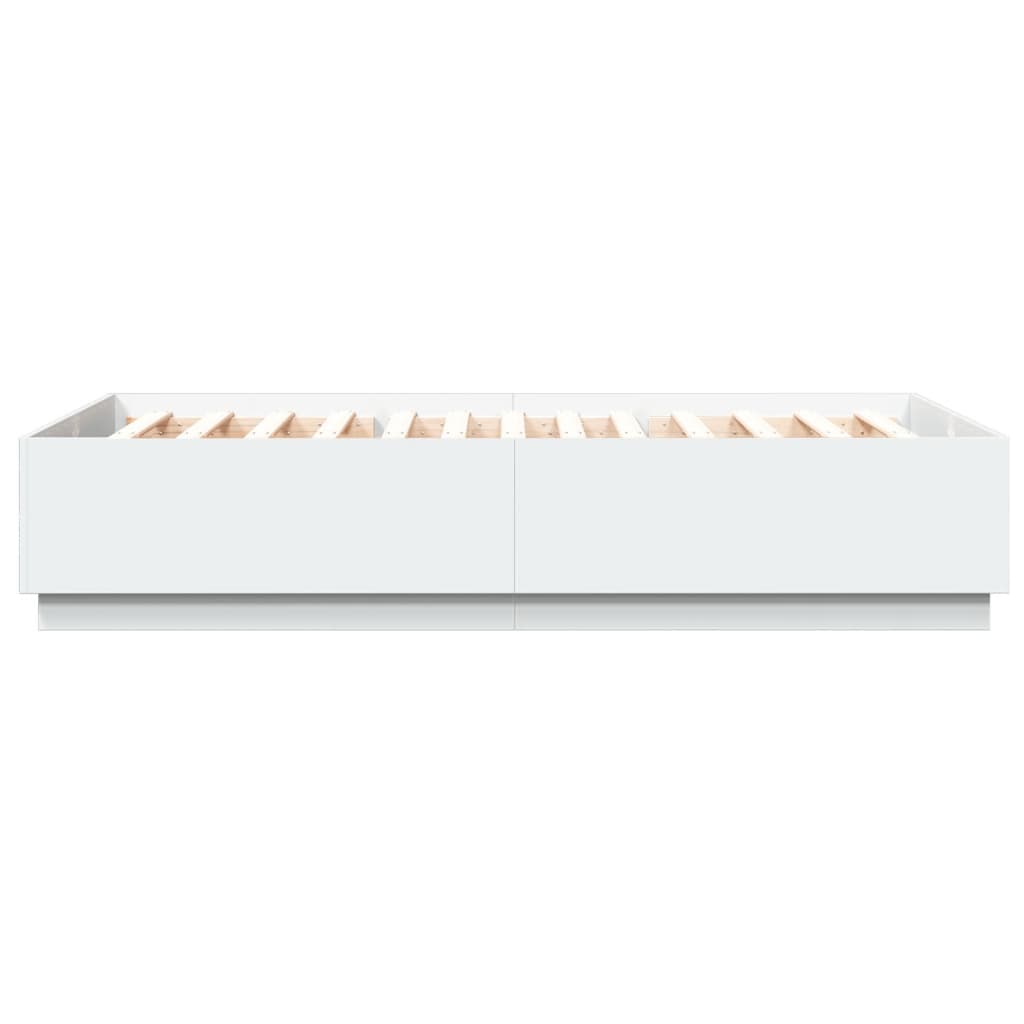 Bettgestell mit LED Weiß 150x200 cm Holzwerkstoff