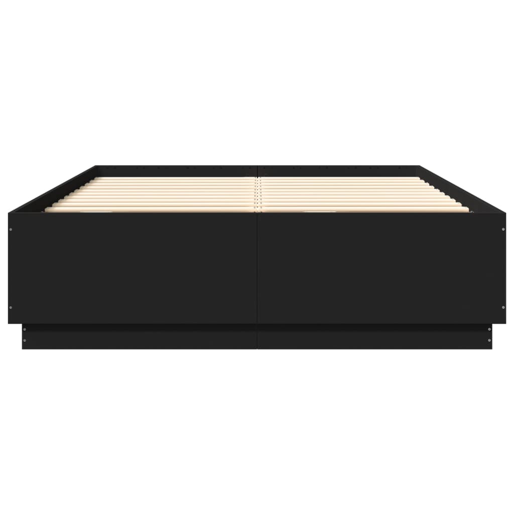 Bettgestell mit LED ohne Matratze Schwarz 150x200 cm