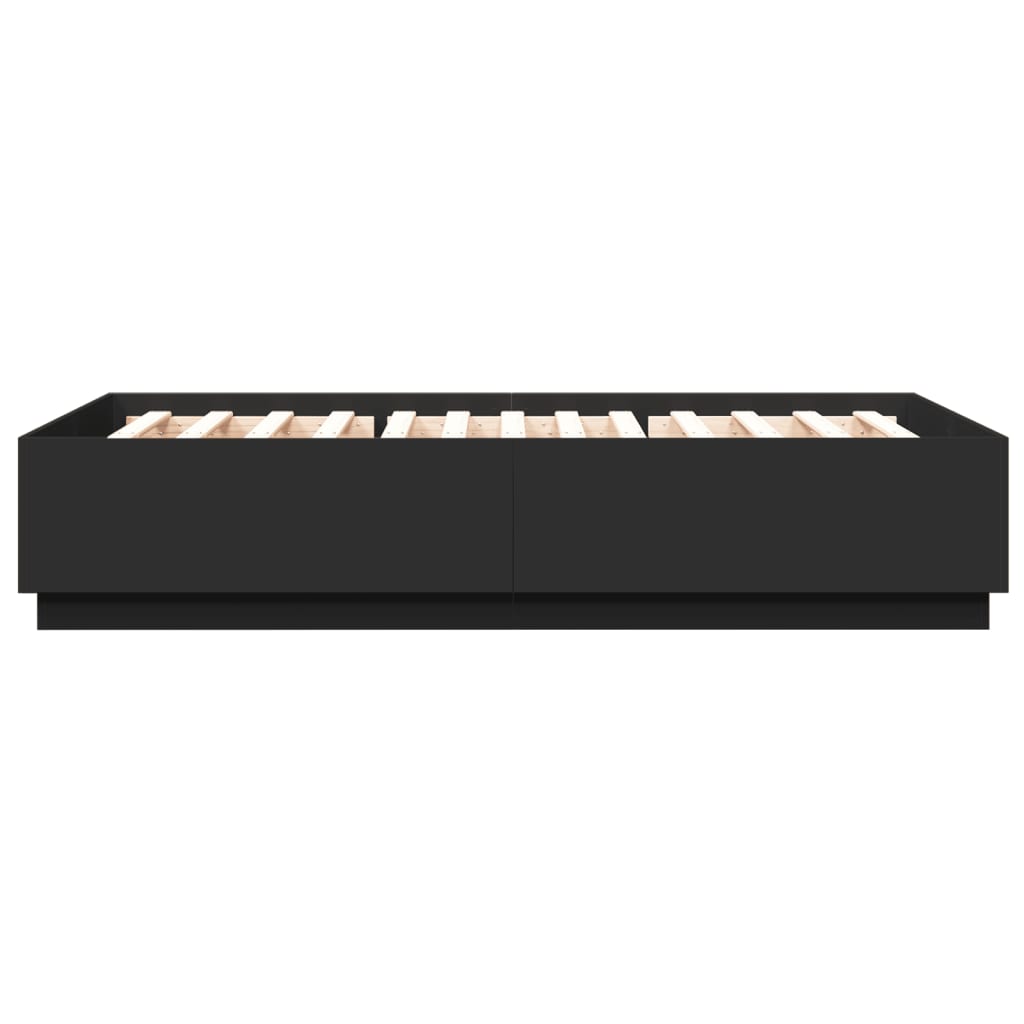 Bettgestell mit LED ohne Matratze Schwarz 150x200 cm