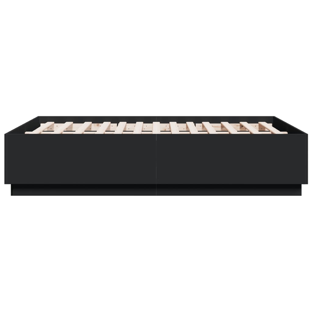 Bettgestell mit LED Schwarz 135x190 cm Holzwerkstoff