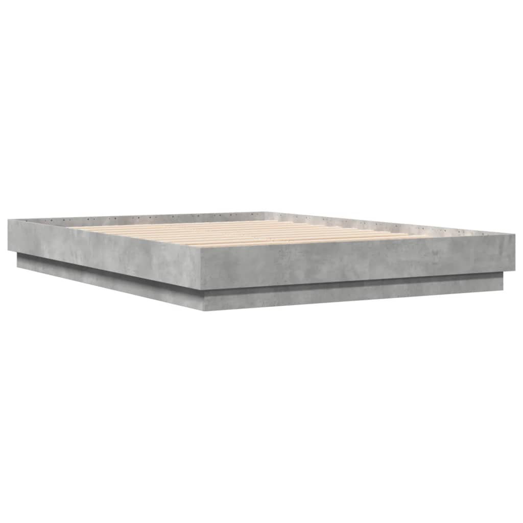 Bettgestell mit LED Betongrau 150x200 cm