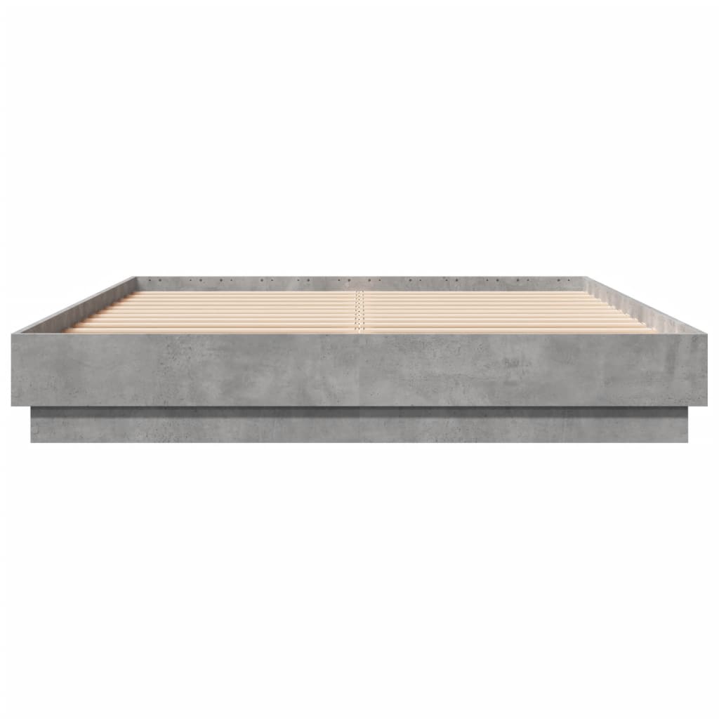 Bettgestell mit LED Betongrau 150x200 cm