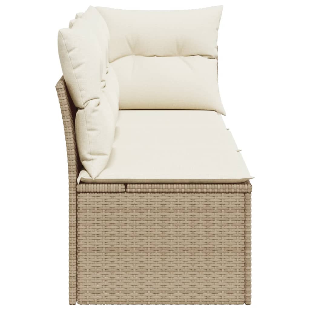 Garden sofa with cushions 3-seater beige poly rattan