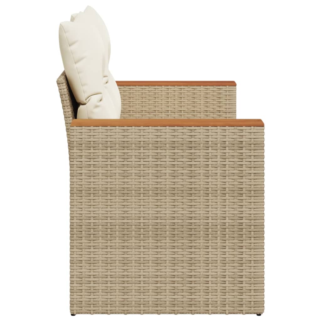 Garden sofa with cushions 2-seater beige poly rattan