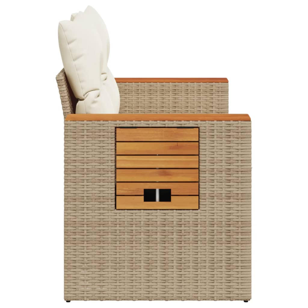 Garden sofa with cushions 2-seater beige poly rattan