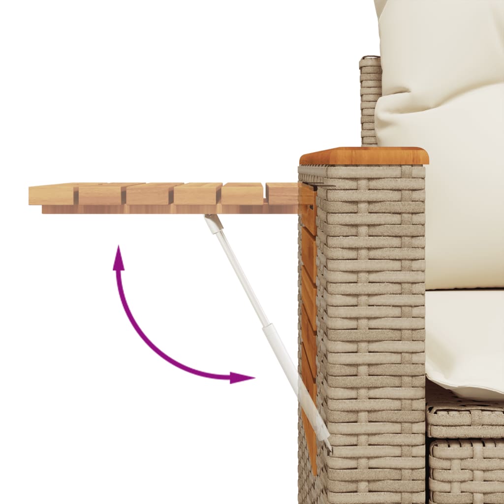 Garden sofa with cushions 2-seater beige poly rattan