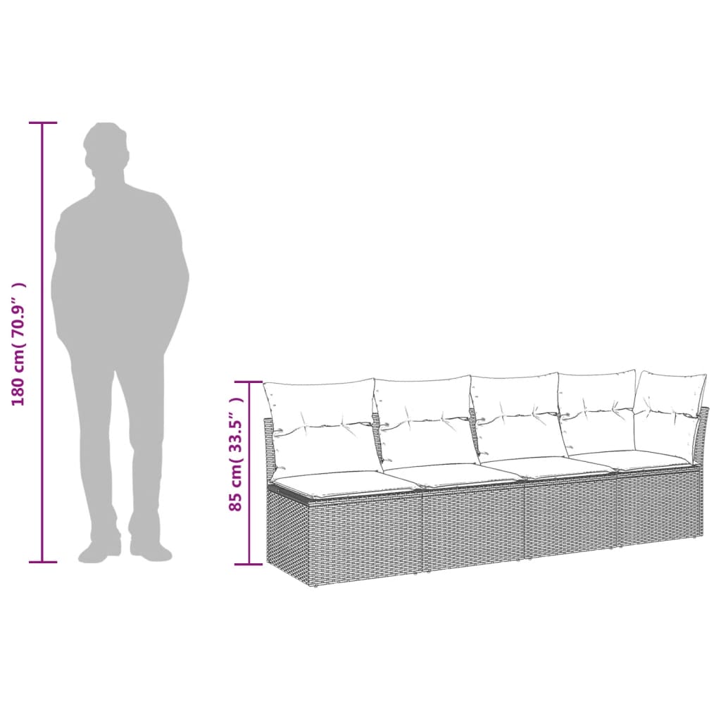 Garden sofa with cushions 4-seater beige poly rattan