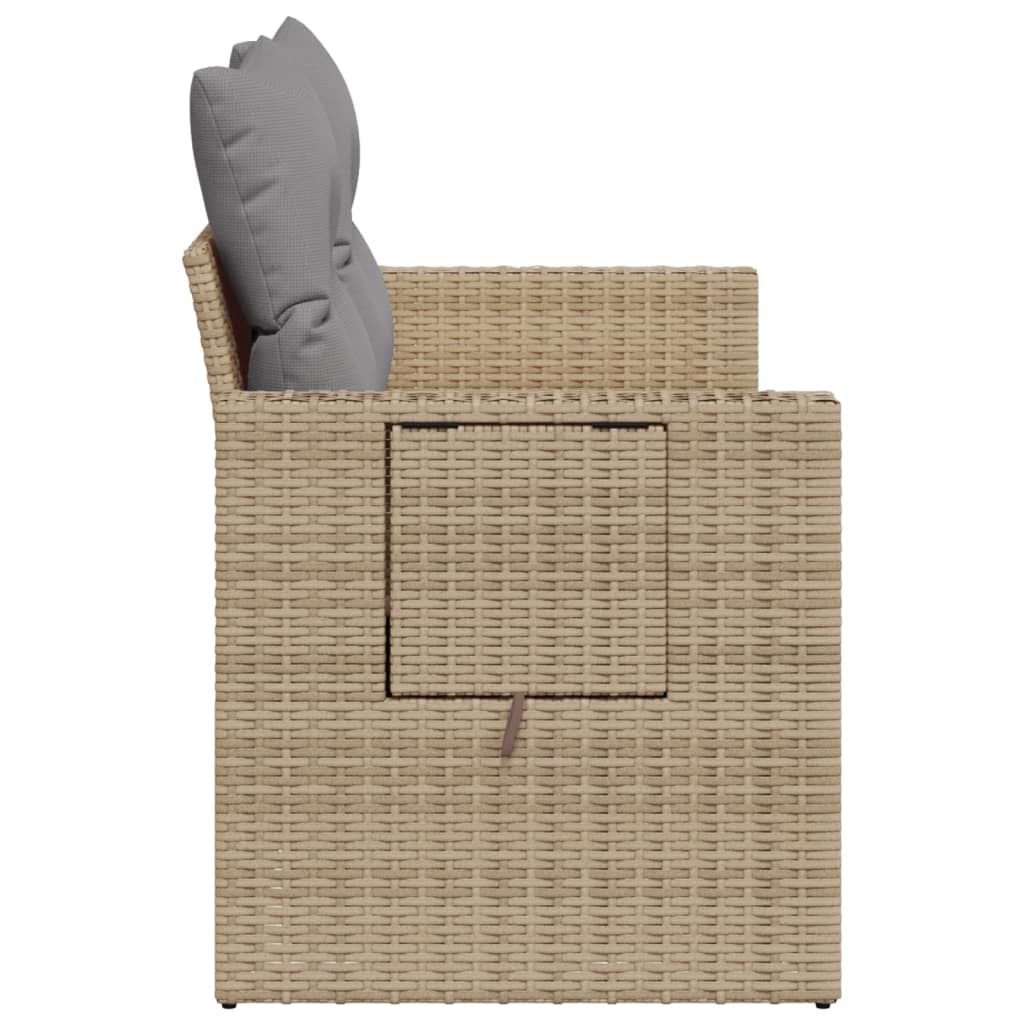 Garden sofa with cushions 2-seater beige poly rattan