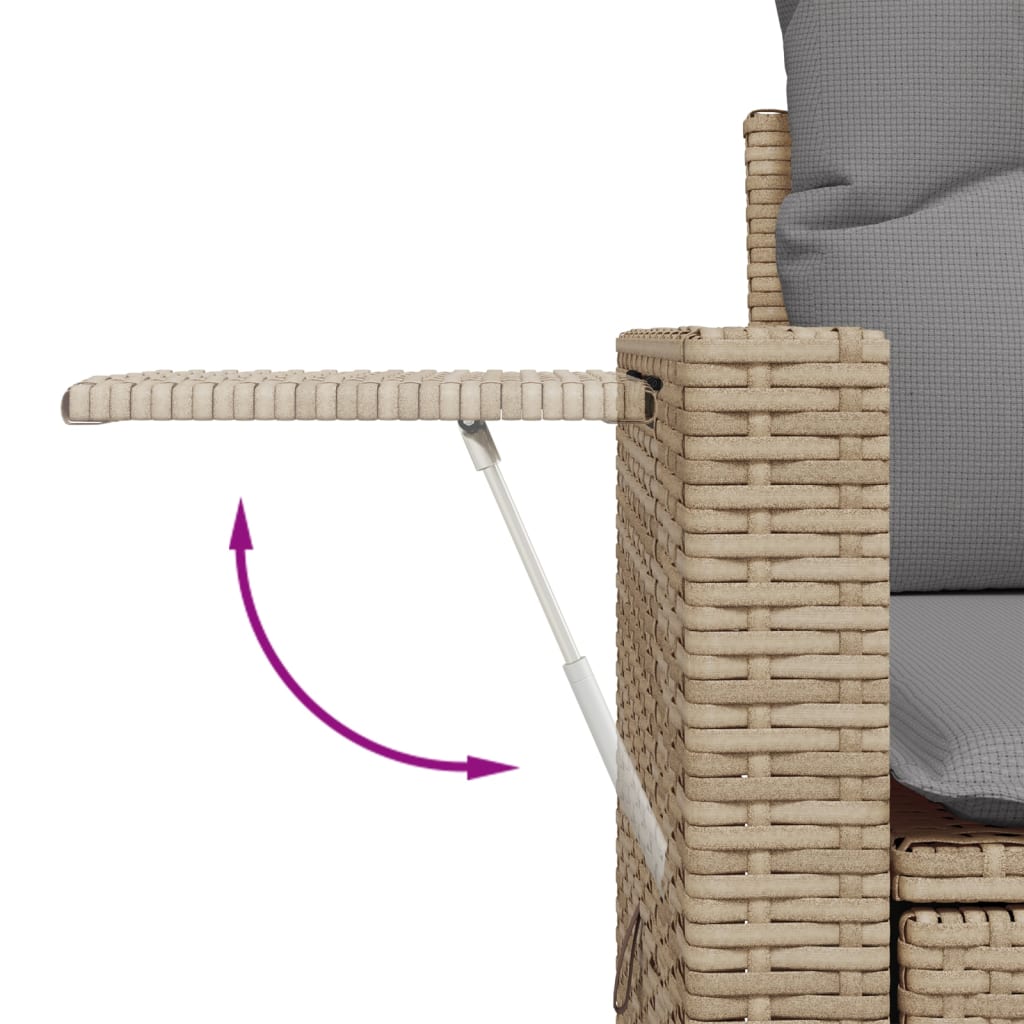 Garden sofa with cushions 2-seater beige poly rattan