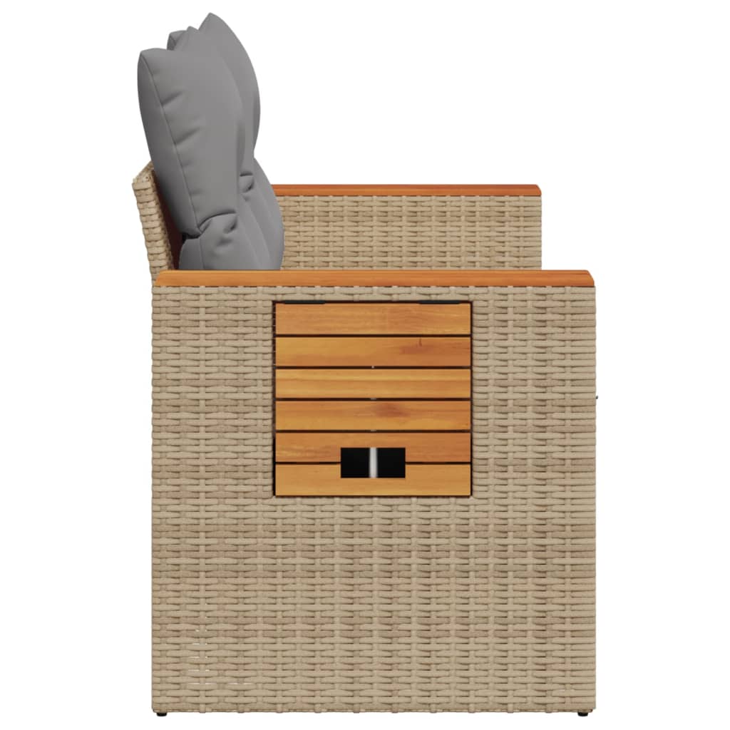 Garden sofa with cushions 2-seater beige poly rattan