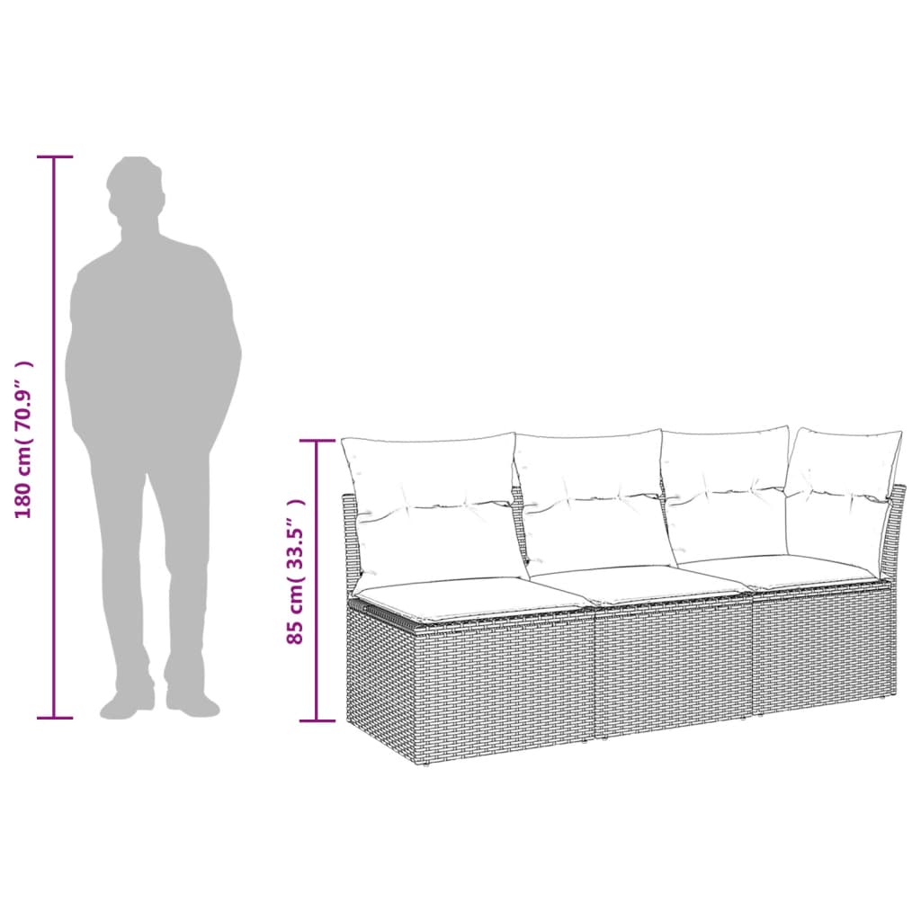 Garden sofa with cushions 3-seater beige poly rattan