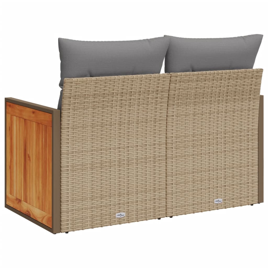 Garden sofa with cushions 2-seater beige poly rattan