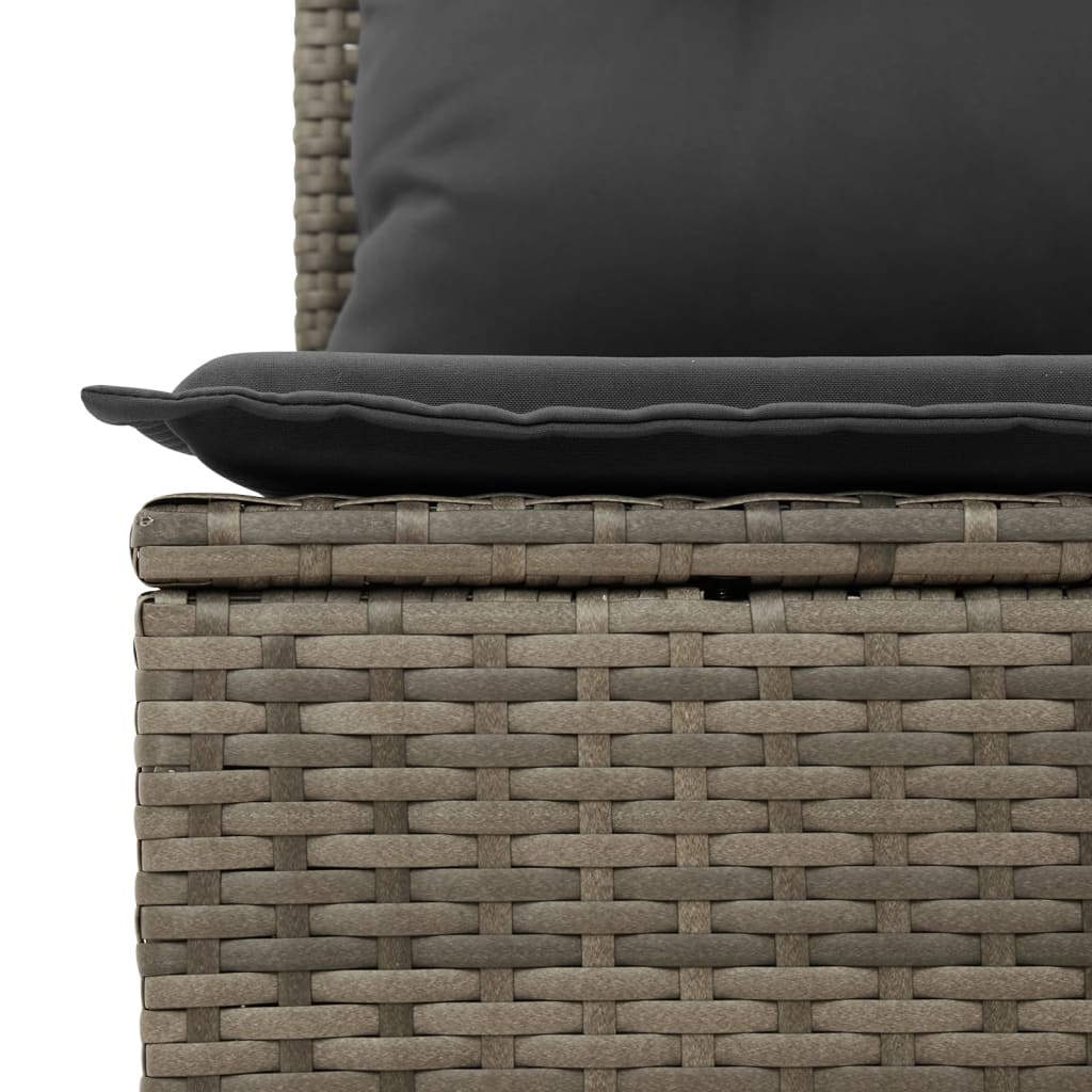 Garden sofa without armrests with gray poly rattan cushions
