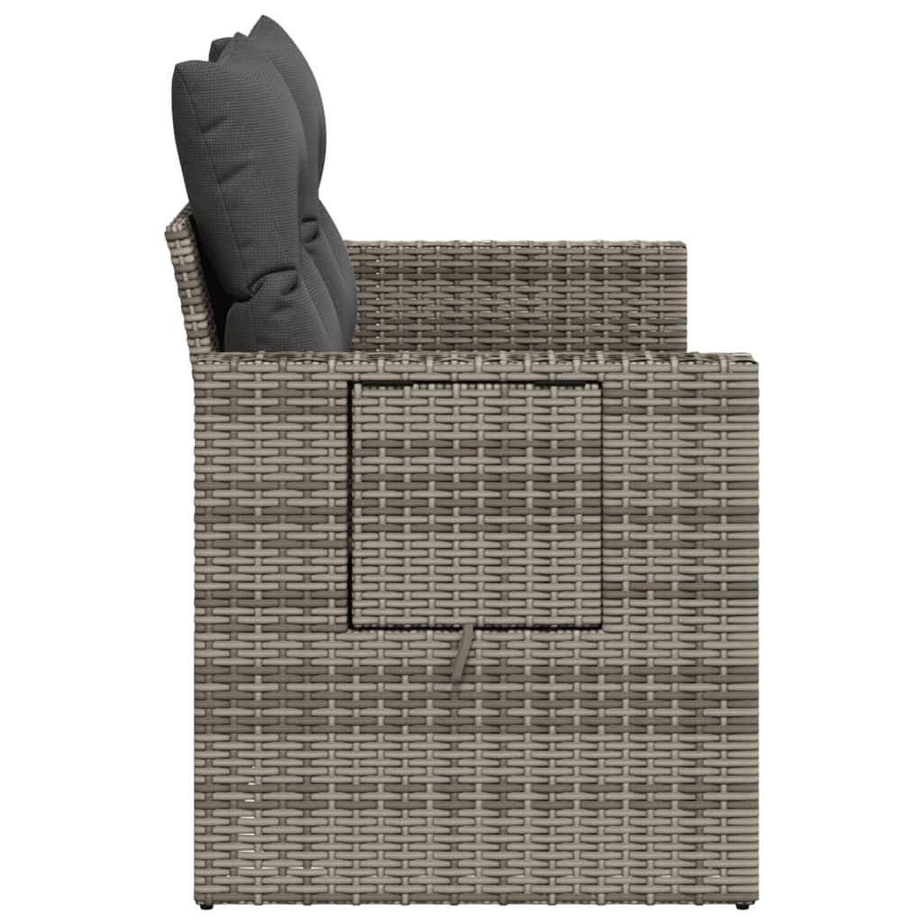 Garden sofa 2 seater with cushions gray poly rattan