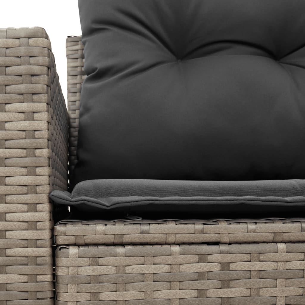 Garden sofa 2 seater with cushions gray poly rattan
