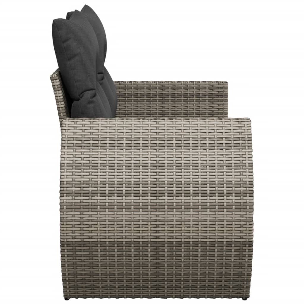 Garden sofa 2 seater with cushions gray poly rattan