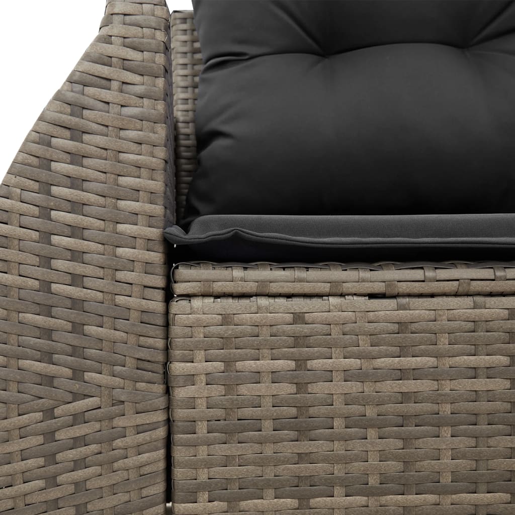 Garden sofa 2 seater with cushions gray poly rattan