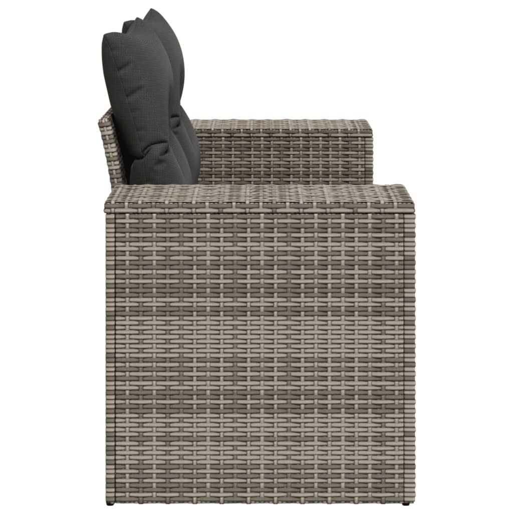Garden sofa 2 seater with cushions gray poly rattan