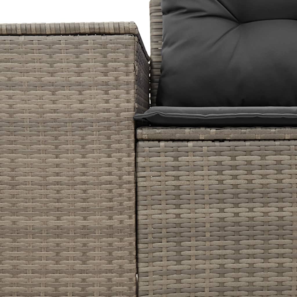 Garden sofa 2 seater with cushions gray poly rattan