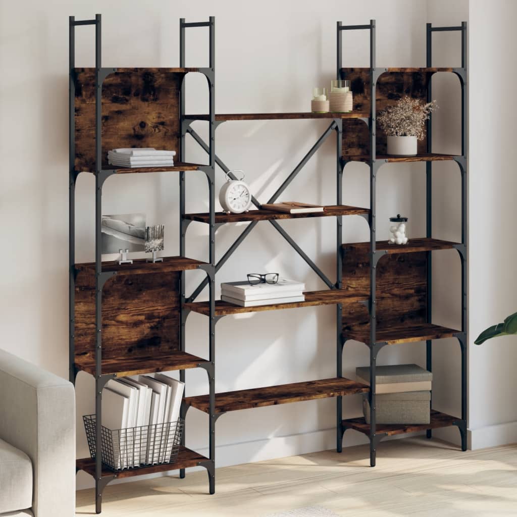 Bookcase smoked oak 155.5x24x166.5 cm wood material