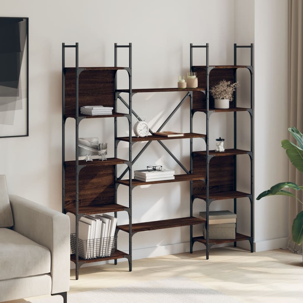 Bookcase brown oak look 155.5x24x166.5 cm wood material