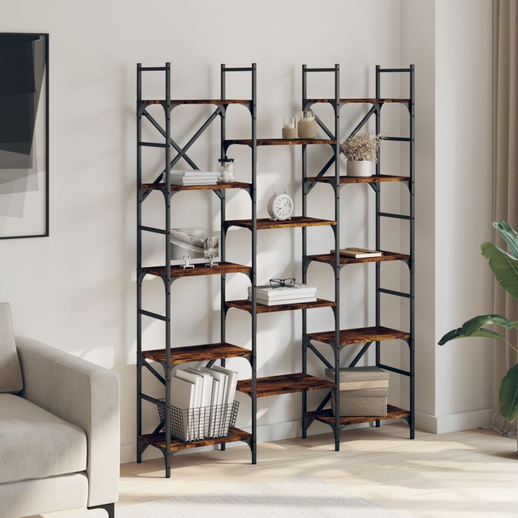 Bookcase smoked oak 127.5x28.5x172.5 cm wood material