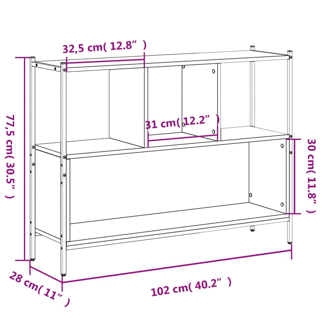 Bookcase brown oak look 102x28x77.5 cm wood material