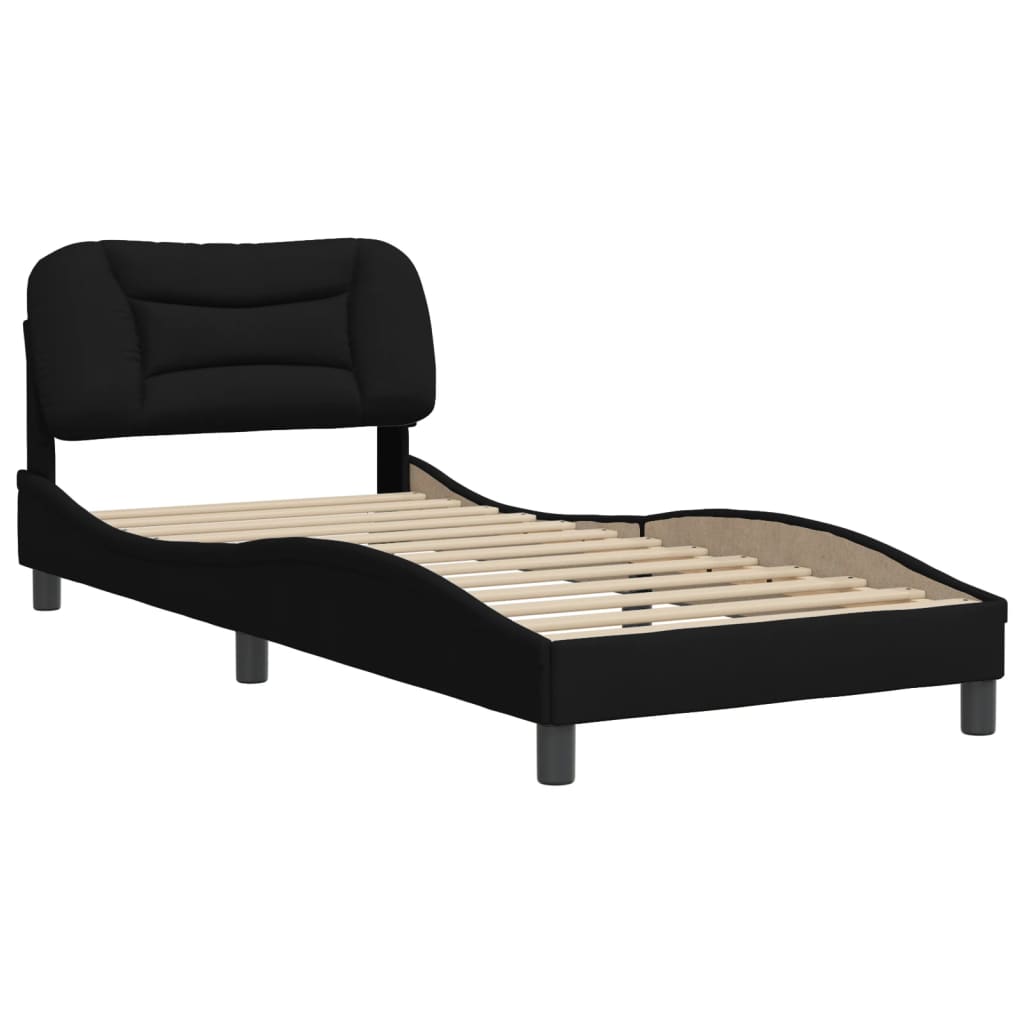Bettgestell ohne Matratze "Hvar" Schwarz 90x190 cm Stoff