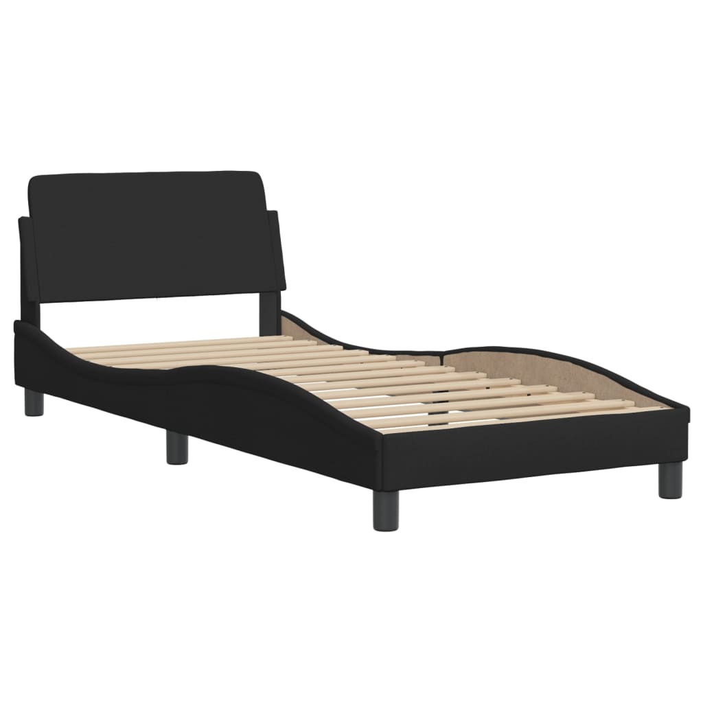 Bettgestell ohne Matratze "Hvar" Schwarz 90x190 cm Stoff