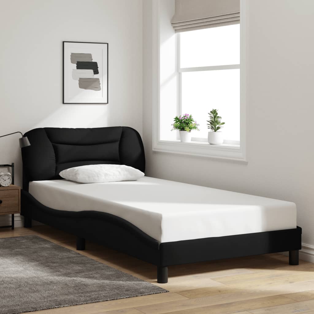Bettgestell ohne Matratze "Hvar" Schwarz 100x200 cm Stoff