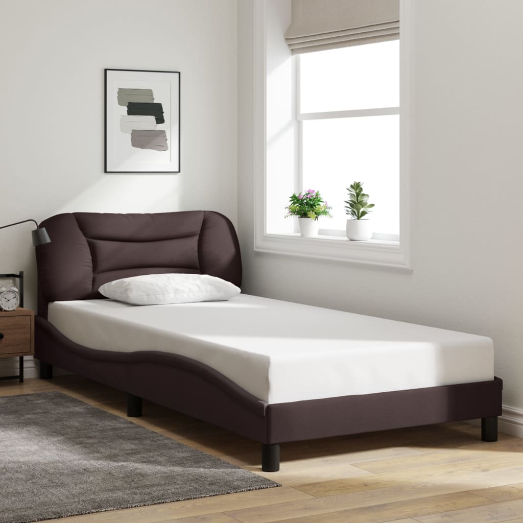 Bettgestell ohne Matratze "Hvar" Dunkelbraun 100x200 cm Stoff