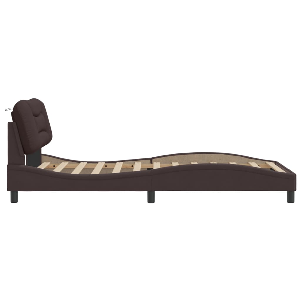 Bettgestell ohne Matratze "Hvar" Dunkelbraun 100x200 cm Stoff