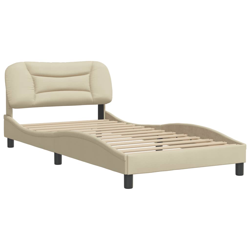 Bettgestell ohne Matratze "Hvar" Creme 100x200 cm Stoff