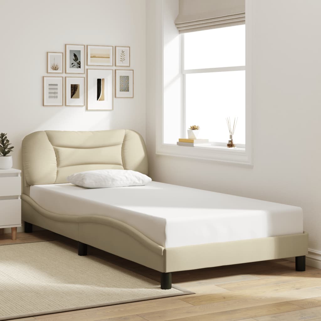 Bettgestell ohne Matratze "Hvar" Creme 100x200 cm Stoff