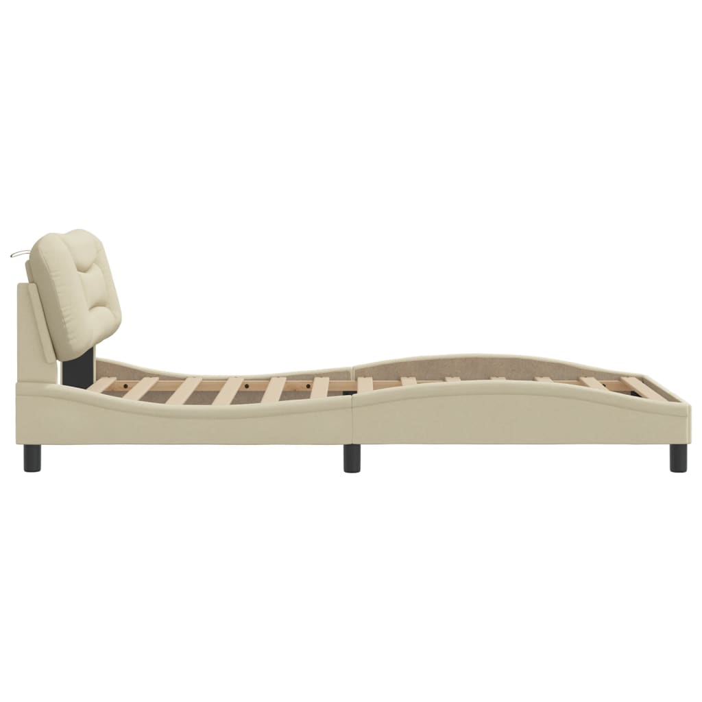 Bettgestell ohne Matratze "Hvar" Creme 100x200 cm Stoff