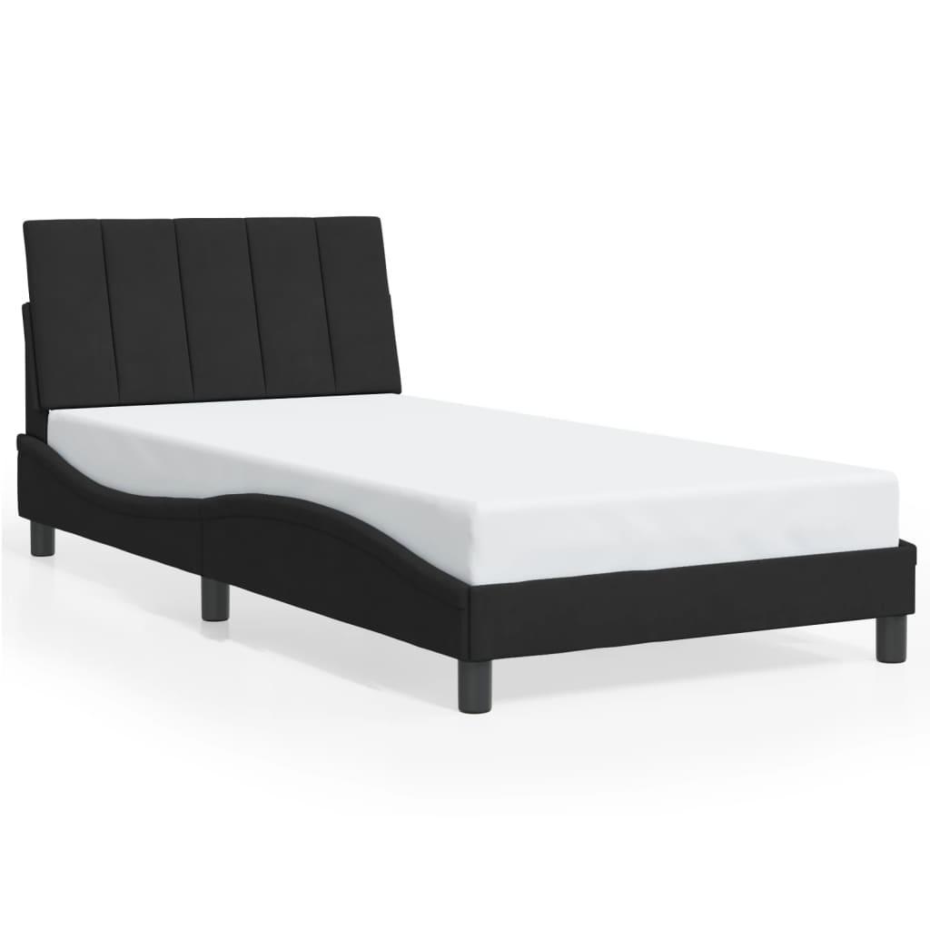 Bettgestell ohne Matratze "Hanko" Schwarz 100x200 cm Samt