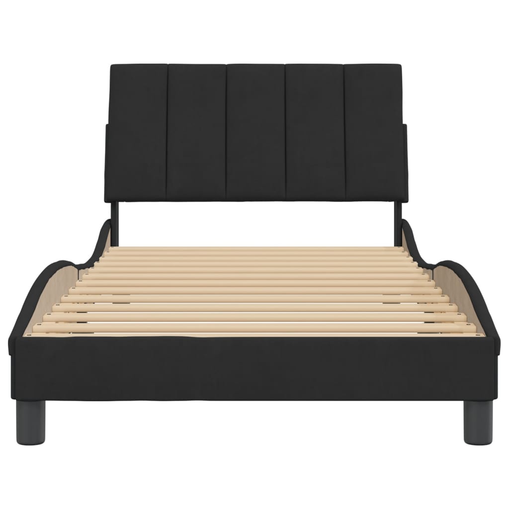 Bettgestell ohne Matratze "Hanko" Schwarz 100x200 cm Samt