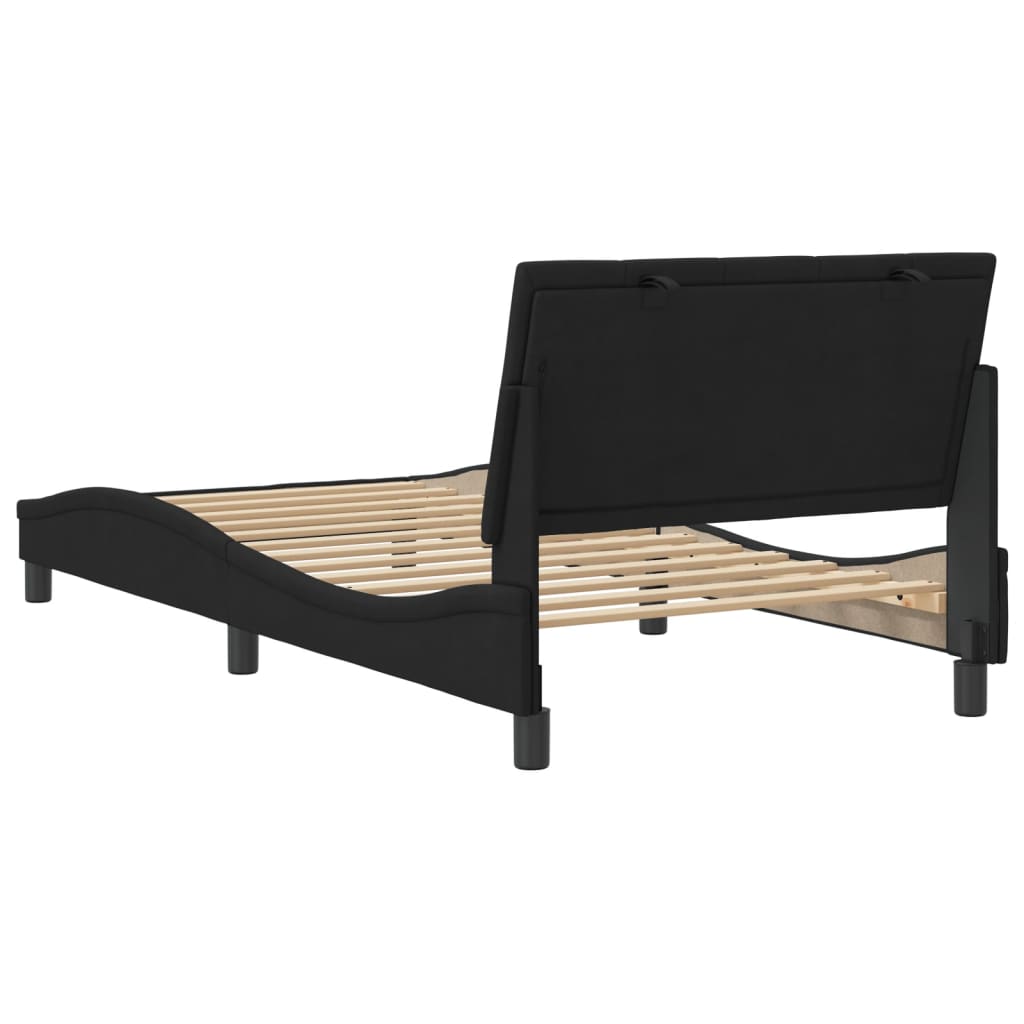 Bettgestell ohne Matratze "Hanko" Schwarz 100x200 cm Samt