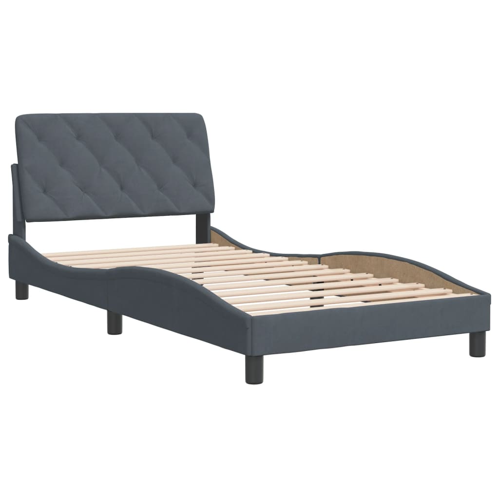 Bettgestell ohne Matratze Dunkelgrau 100x200 cm Samt