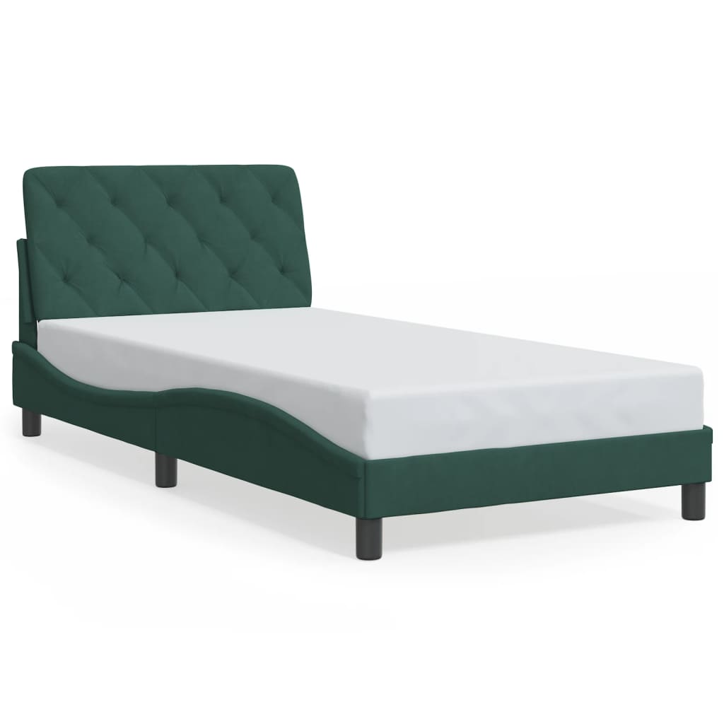 Bettgestell ohne Matratze Dunkelgrün 100x200 cm Samt
