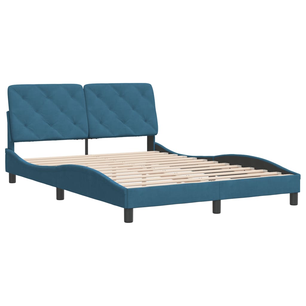 Bettgestell ohne Matratze Blau 120x200 cm Samt