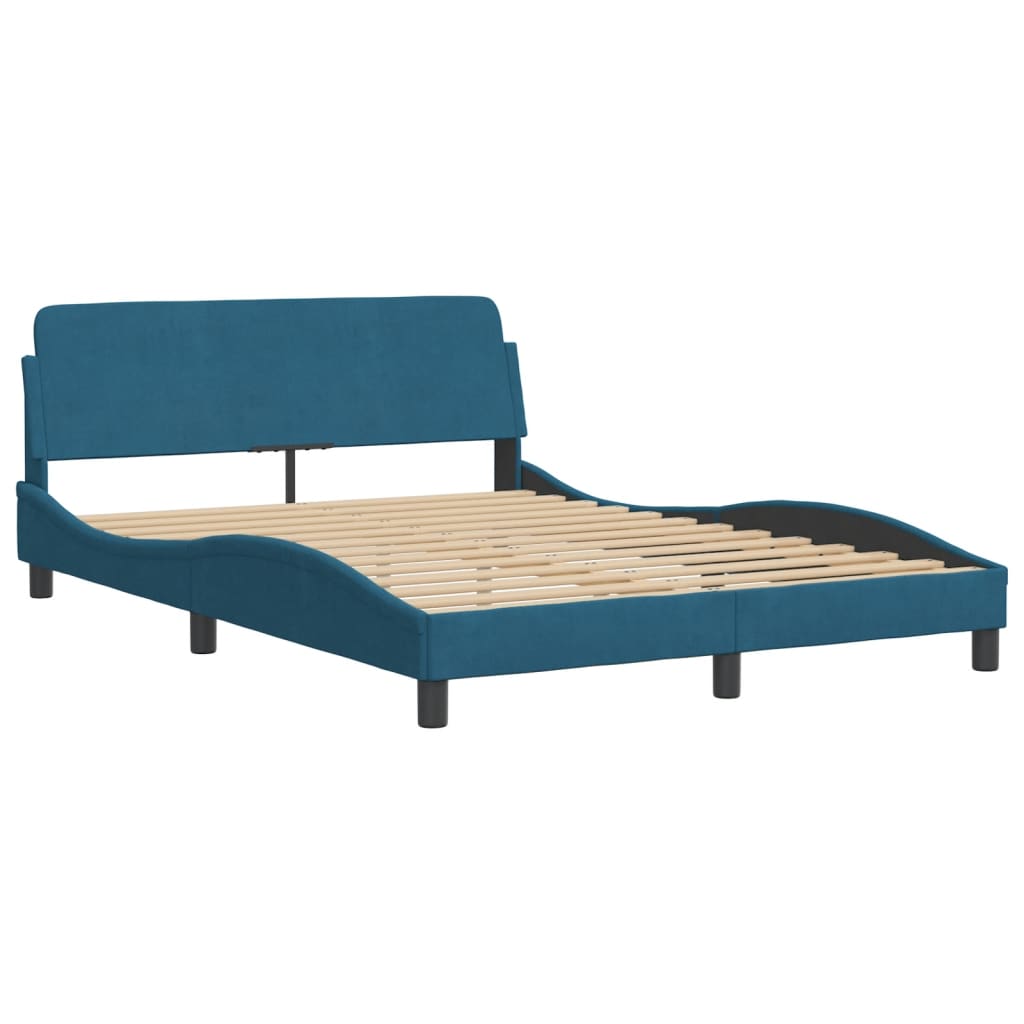Bettgestell ohne Matratze Blau 120x200 cm Samt