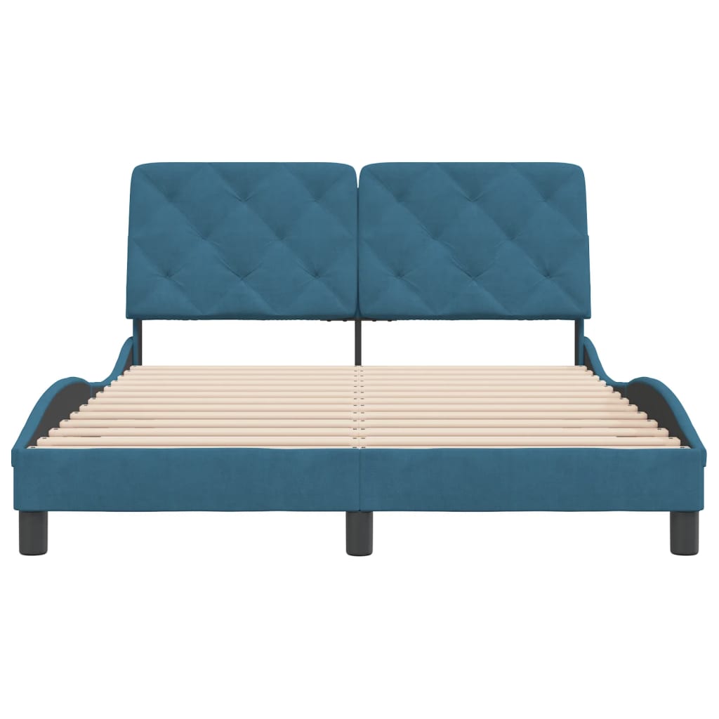 Bettgestell ohne Matratze Blau 120x200 cm Samt